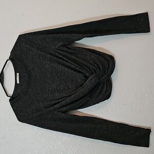 Zara Dark Gray Twist Front Long Sleeve Top - Womens Size Medium